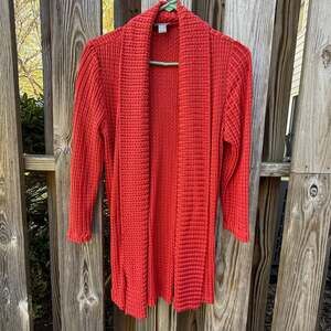 Travelers Collection Chico's Textured Chevron Open Front Cardigan Lagenlook